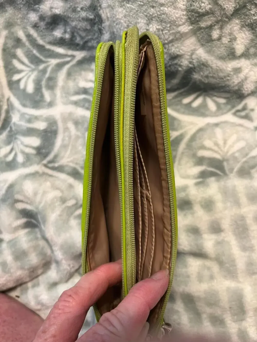 Coach Blue Signature Zip Around Wristlet Wallet Lime Green